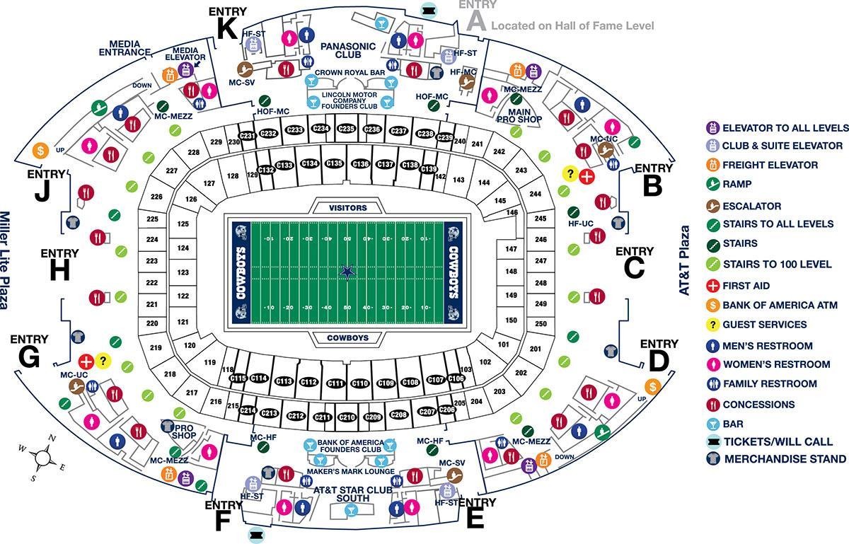 mappa di AT&T stadium