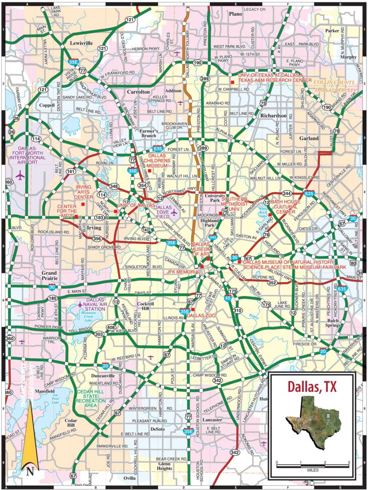 città di Dallas mappa