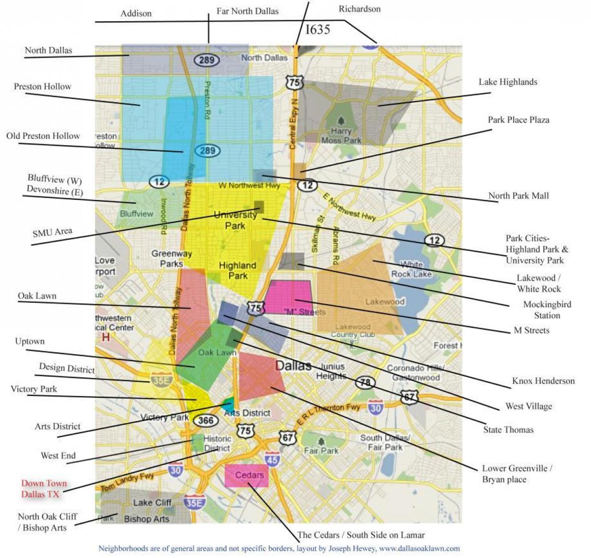 mappa di Dallas quartieri