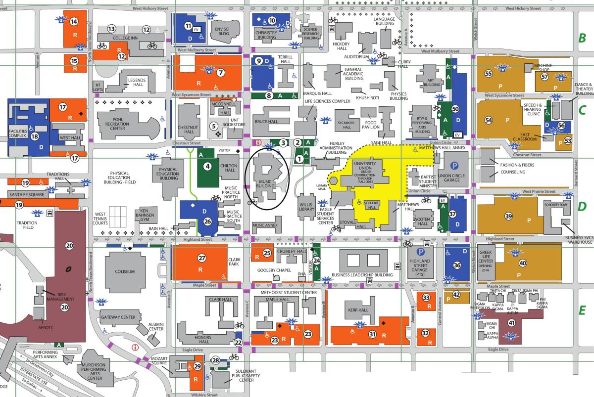 Università del Nord del Texas di Dallas mappa
