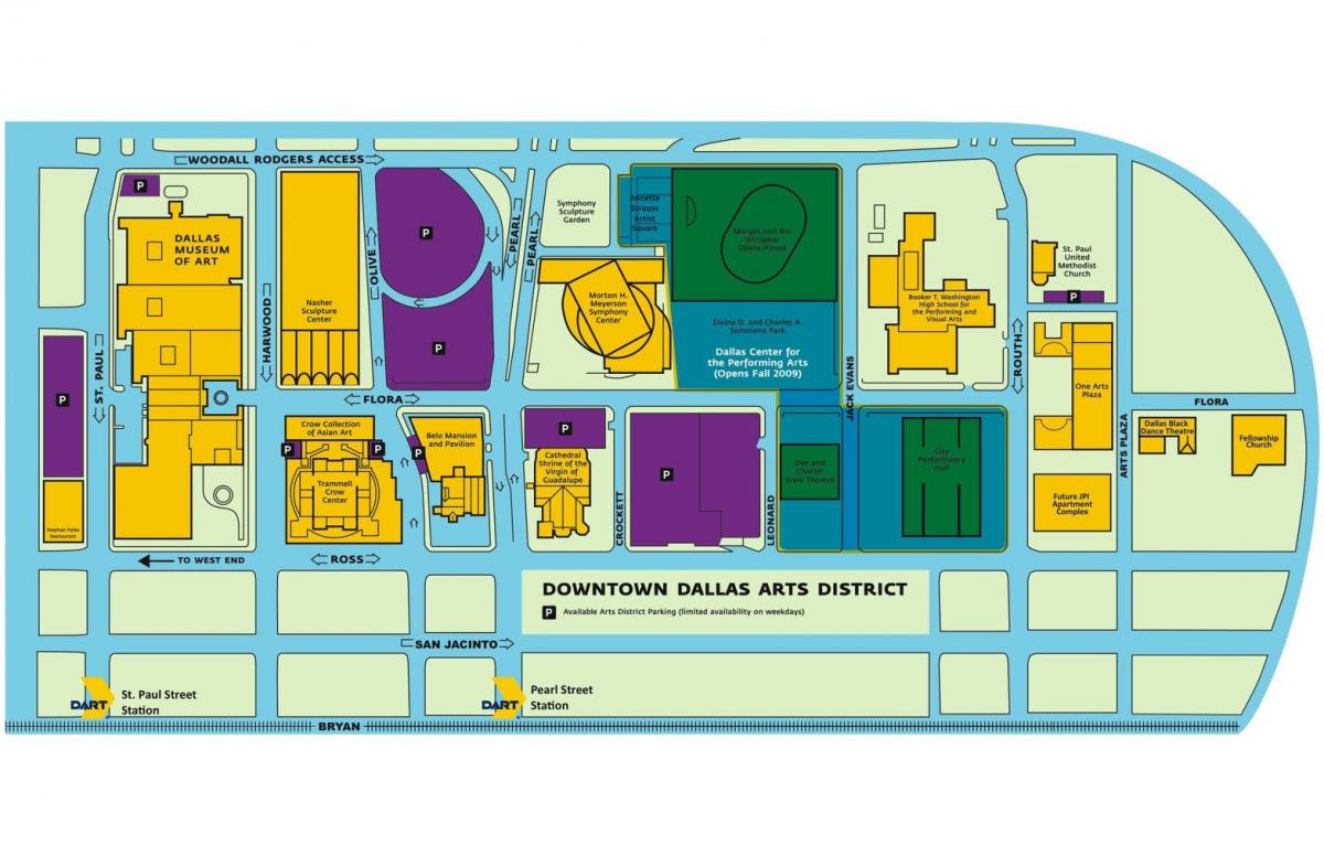 mappa di Dallas arts district