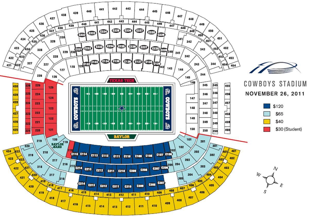 Cowboys stadium di Dallas mappa dei posti a sedere