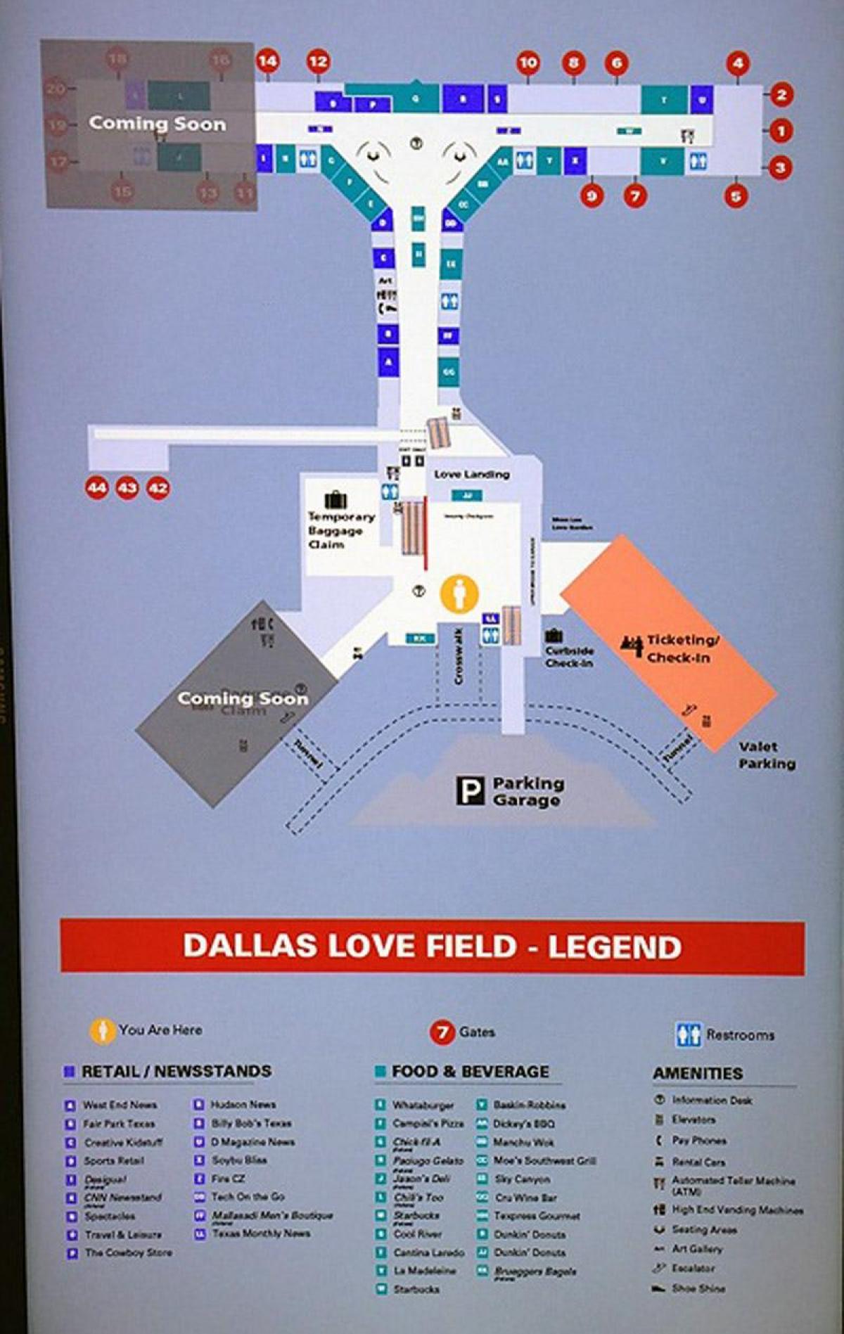 Dallas love field airport sulla mappa