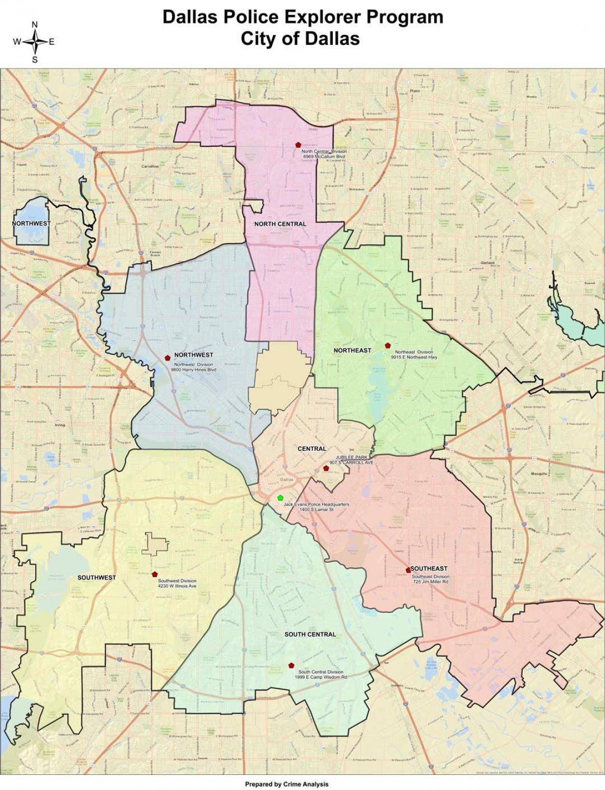 Area di Dallas mappa