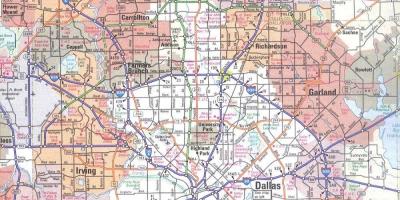 Mappa di Dallas in Texas, zona